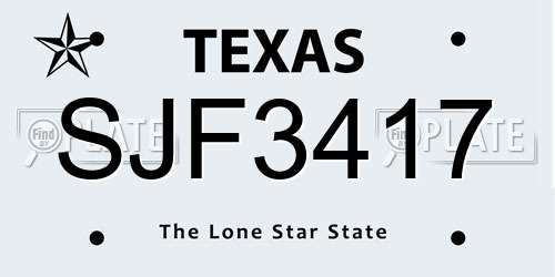 SJF3417 Texas License Plate
