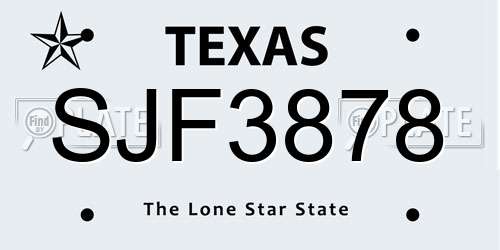 SJF3878 Texas License Plate