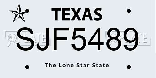 SJF5489 Texas License Plate