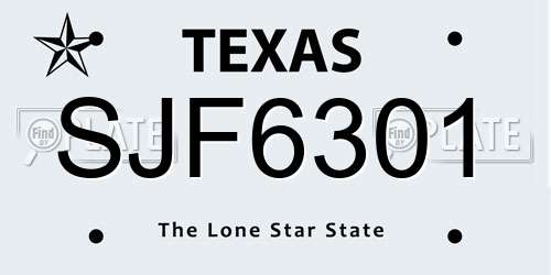 SJF6301 Texas License Plate