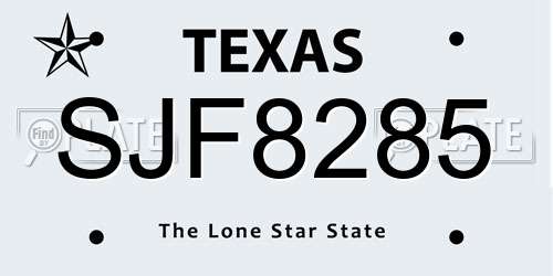SJF8285 Texas License Plate