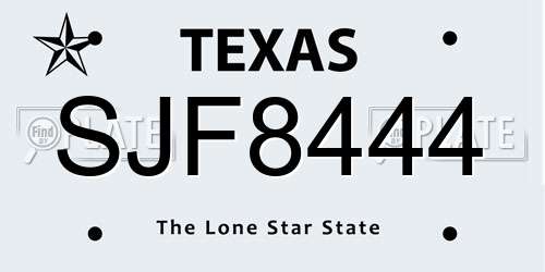 SJF8444 Texas License Plate