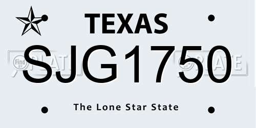 SJG1750 Texas License Plate