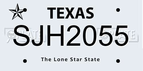SJH2055 Texas License Plate