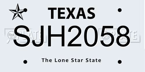 SJH2058 Texas License Plate