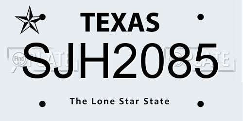 SJH2085 Texas License Plate