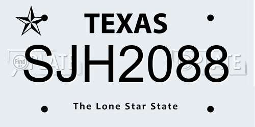 SJH2088 Texas License Plate