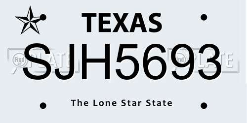 SJH5693 Texas License Plate