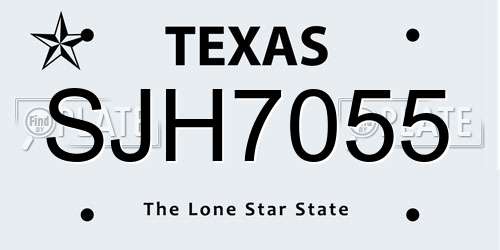 SJH7055 Texas License Plate