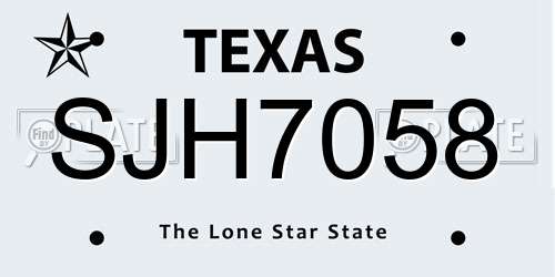 SJH7058 Texas License Plate