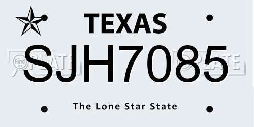 SJH7085 Texas License Plate