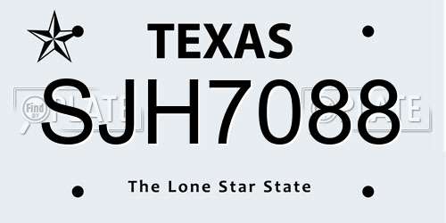 SJH7088 Texas License Plate