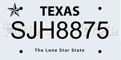 SJH8875 Texas License Plate