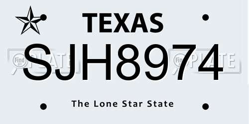 SJH8974 Texas License Plate