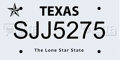 SJJ5275 Texas License Plate