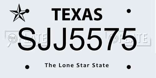 SJJ5575 Texas License Plate