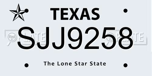 SJJ9258 Texas License Plate