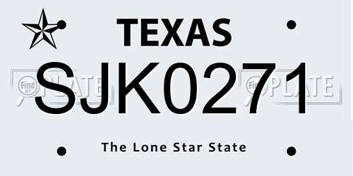 SJK0271 Texas License Plate