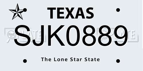 SJK0889 Texas License Plate