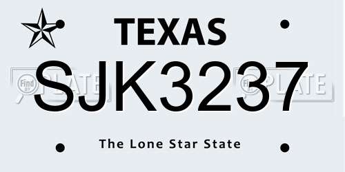 SJK3237 Texas License Plate