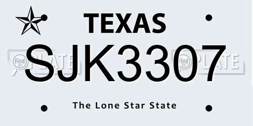 SJK3307 Texas License Plate