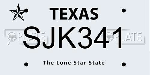 SJK341 Texas License Plate