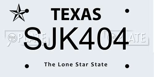 SJK404 Texas License Plate