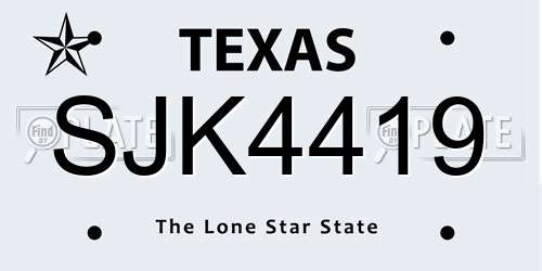 SJK4419 Texas License Plate
