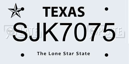 SJK7075 Texas License Plate