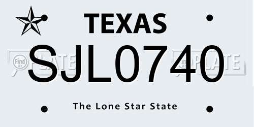 SJL0740 Texas License Plate