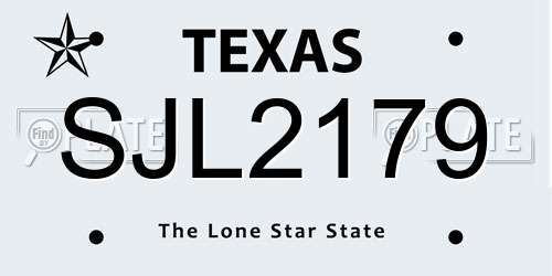 SJL2179 Texas License Plate