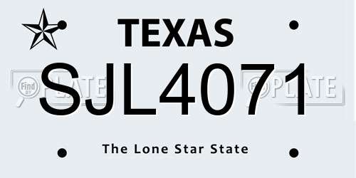 SJL4071 Texas License Plate