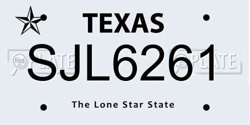 SJL6261 Texas License Plate