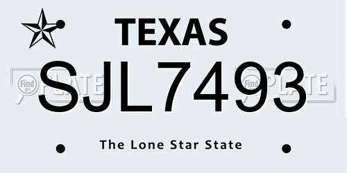 SJL7493 Texas License Plate