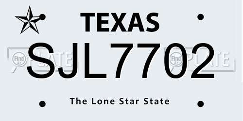 SJL7702 Texas License Plate