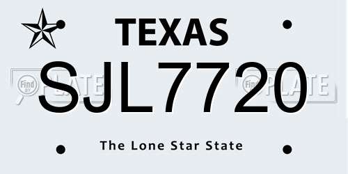 SJL7720 Texas License Plate