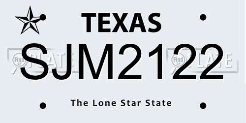 SJM2122 Texas License Plate
