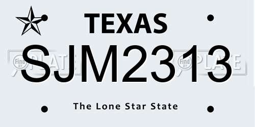 SJM2313 Texas License Plate