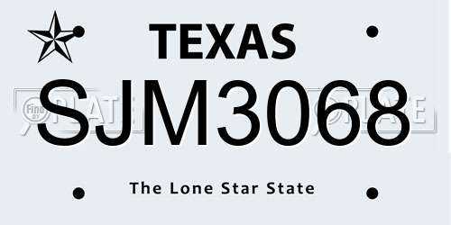 SJM3068 Texas License Plate