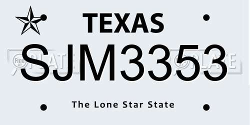 SJM3353 Texas License Plate