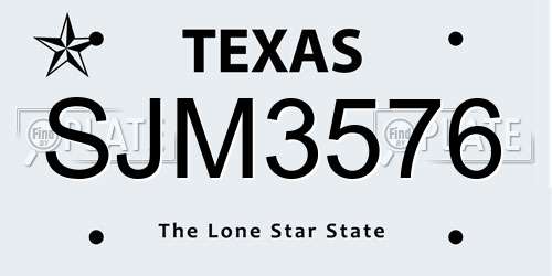 SJM3576 Texas License Plate