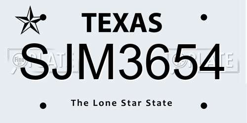 SJM3654 Texas License Plate