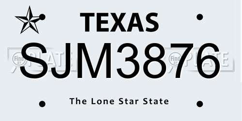 SJM3876 Texas License Plate