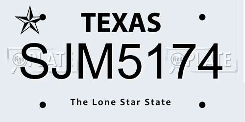 SJM5174 Texas License Plate
