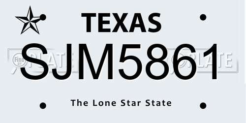 SJM5861 Texas License Plate