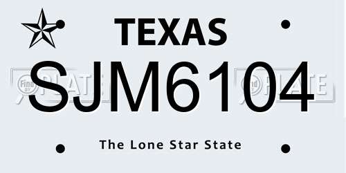 SJM6104 Texas License Plate