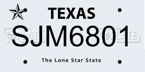 SJM6801 Texas License Plate