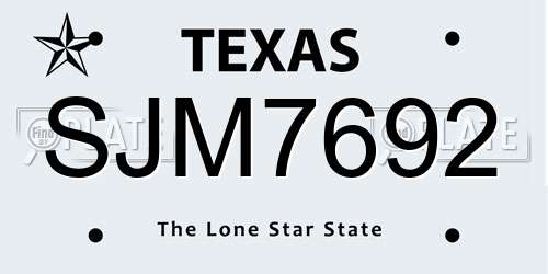 SJM7692 Texas License Plate