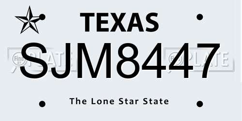 SJM8447 Texas License Plate