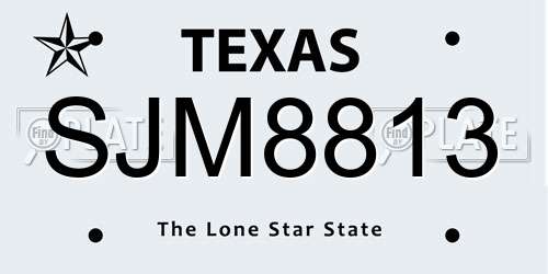 SJM8813 Texas License Plate